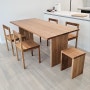가장 미니멀한 디자인으로 세팅된 화이트 오크 원목테이블 올세팅 : 테이블+의자+스툴