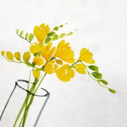 [글그림] 10분 완성~~ 봄꽃 프리지아 쉽게 그려보기 - 화성동탄캘리그라피