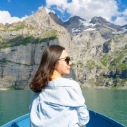 스위스 여행 : 에메랄드 빛 외시넨 호수에서 터보건 & 보트 타기