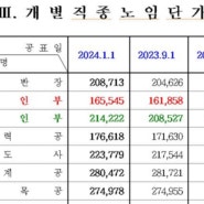 2024년 상반기 보통인부 노임단가, 건설업 임금실태 조사보고서(일용노임, 시중노임단가), 개호비(간병비) 인정금액 기준 - 법원 및 보험회사에서 참고하는 자료 (중요)