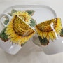 도자기 핸드페인팅 에너지 넘치는 태양의 꽃 해바라기 도자기 컵