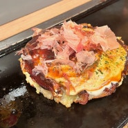 [일본 오사카 남바] 오꼬노미야끼 맛집 "Sakaba O" /치즈추가 / 야키소바 / 교자만두