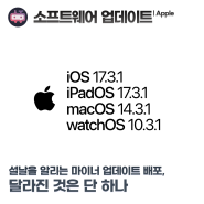 설날을 알리는 애플 소프트웨어 업데이트 배포, 달라진 것은 단 하나 (iOS/iPadOS 17.3.1, macOS 14.3.1, watchOS 10.3.1)