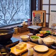 삿포로 조잔케이 료칸 유라쿠소안 (3) 먹거리 모음(저녁 가이세키, 간식, 야식, 조식)
