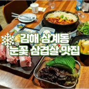 김해 장신대역 삼겹살 고기 맛집 눈꽃을 나누다 삼계동 방문후기 내돈내산