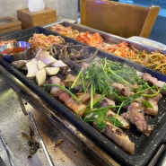 고사리,미나리까지 제대로 서울에서 즐기는 쫄깃한 제주 오겹살 강남구청 고기집 `청담돈고집`