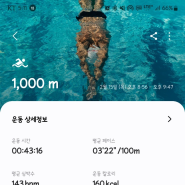 24. 2월 15일 자유수영 1000m
