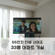 55인치 티비 사이즈 TV 크기 33평 아파트 거실 후기!