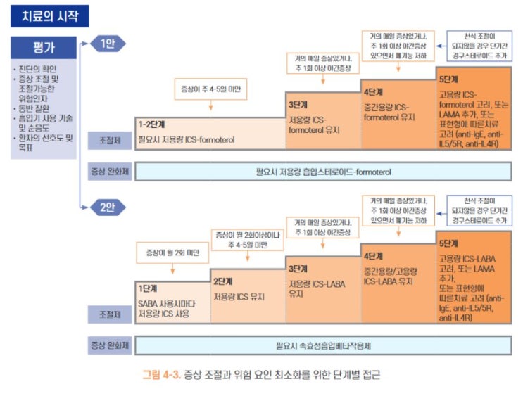 천식흡입기의 분류(SABA,LABA,LAMA) 천식의 단계별 관리전략 : 네이버 블로그
