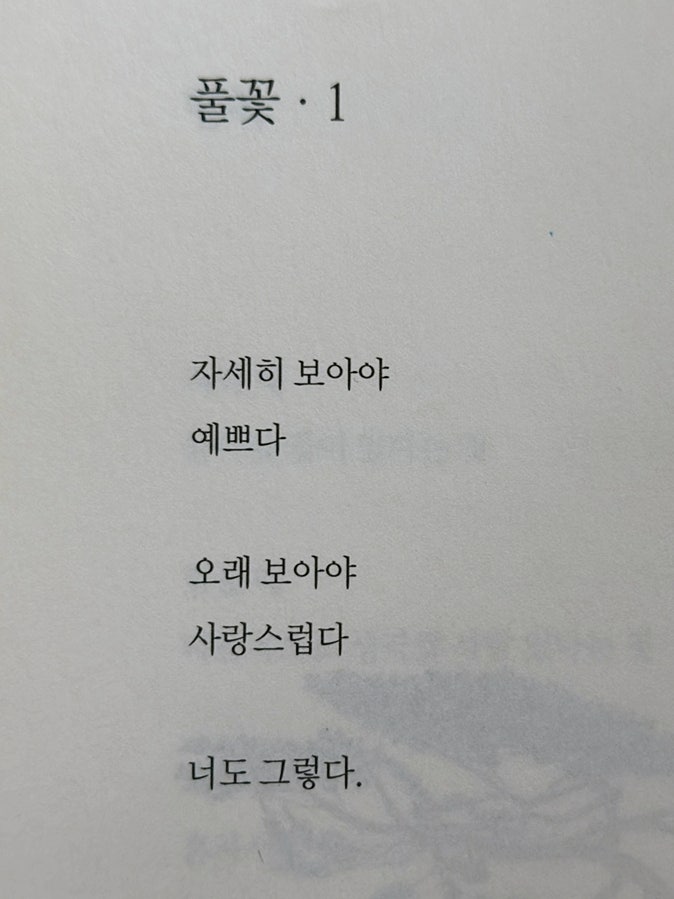나태주 풀꽃 짧고 좋은 시 추천 꽃을 보듯 너를 본다 시집 : 네이버 블로그