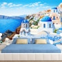 [크레용벽지] 그리스 산토리니 수채화 풍경 인테리어 뮤럴 포인트 디자인 벽지 & 롤스크린