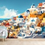 [크레용벽지] 그리스 산토리니 도시 풍경 수채화 인테리어 뮤럴 포인트 디자인 벽지 & 롤스크린