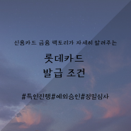 롯데카드 발급조건 저신용자도 발급가능 합니다