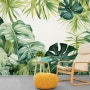 [크레용벽지] 내츄럴 열대식물 야자수 나뭇잎 자연 인테리어 뮤럴 포인트 디자인 벽지 & 롤스크린