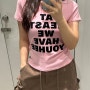 유희 YOUHEE | 레터링 티셔츠 핑크, 블랙 착용 후기