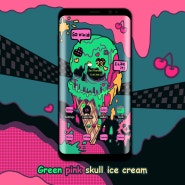 [YEAH] 녹핑크 해골 아이스크림 : 메론 소다맛 Green pink skull ice cream💚💕