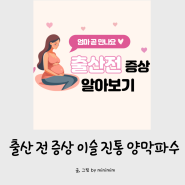 출산 전 증상 알아보기 이슬 비침 진통 양막파수