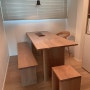 부산 신혼집 작은 서재공간을 위한 화이트 오크 원목테이블,벤치,스툴 로 효율적세팅