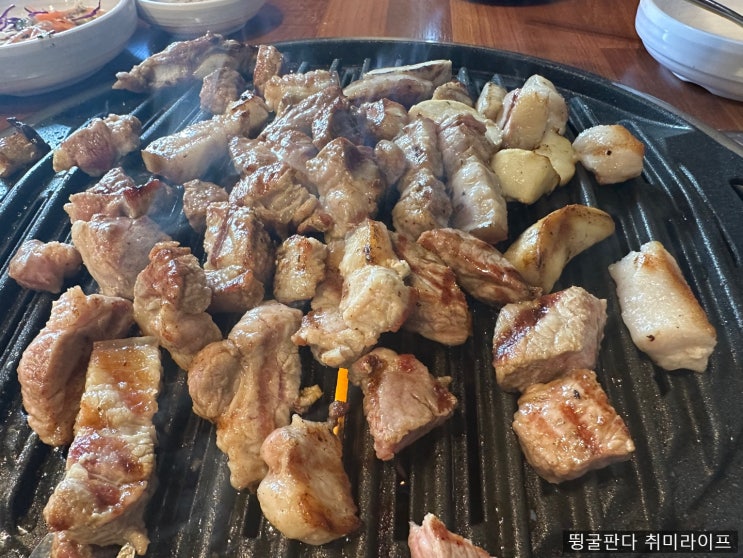 수원 오목천동 삼겹살 맛집 한마음정육식당 파채쫄면과 된장찌개