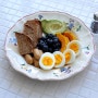 🥗🍴식단 기록: 100% 통밀 식빵, 아보카도, 찐 단호박, 삶은 달걀, 닭가슴살 비엔나, 블루베리