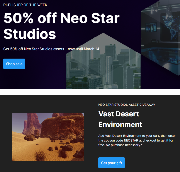 기간 무료 에셋! 듄의 사막 같은 배경 에셋이 공짜 + 고품질 3D 에셋 모두 50%할인! (by Neo Star Studios ...