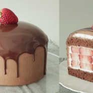 딸기가 가득한 초콜릿 케이크 만들기
