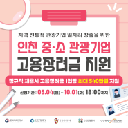「2024 인천 중·소 관광기업 고용지원 사업」 참여 기업 모집 공고