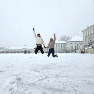독일여행 뮌헨 넓은 정원의 님펜부르크 궁전의 겨울