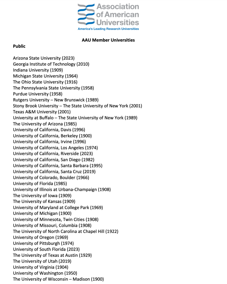 편입 추천 대학들 - AAU member universities (public) : 네이버 블로그
