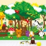 [크레용벽지] 귀여운 숲 동물 어린이집 인테리어 뮤럴 포인트 디자인 벽지 & 롤스크린