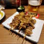 오사카 텐마 술집 - 신지다이 (Shin-jidai) : 닭껍질꼬치 삿포로생맥주