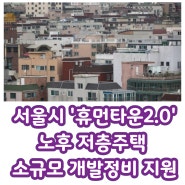 서울시 '휴먼타운2.0' 본격 시행,노후 저층주택 '소규모 개별정비'지원
