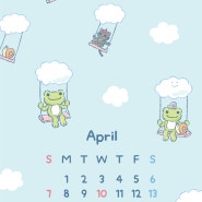 [피클스 더 프로그(pickles the frog)] 4월 월페이퍼 핸드폰/ 컴퓨터 배경화면