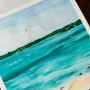 골덴 아크릴물감 산 기념, 에메랄드 바다 그림