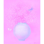 생기를 주는 핑크 🩷 봄처럼 화사한 파스텔 달항아리 안개꽃 그림, 화병이 있는 정물화, 바마 부산 아트페어 2024 전시 D-19