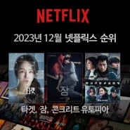 [순위] 넷플릭스 영화순위 TOP 10 (2023년 12월) - 타겟, 잠, 콘크리트 유토피아