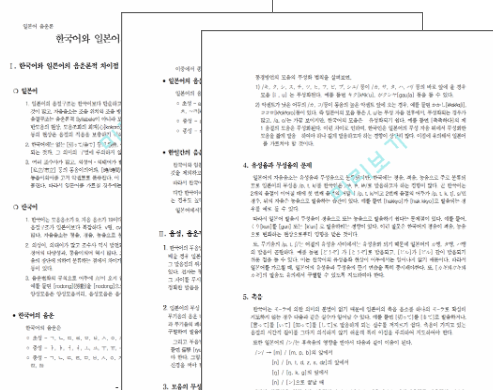 일본어 음운론 올립니다 한국어와 일본어의 음운론적 차이 등록 파일 (File).zip[목차]Ⅰ. 한국어와 일본어의 음운론적 ...