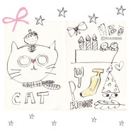 고양이 그림 케이크 일러스트 손그림 그리기 by,미니모모