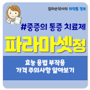 파라마셋정 진통제 급만성 통증 관절염 척추염 12세 소아 효능효과 용법 부작용 주의사항 가격