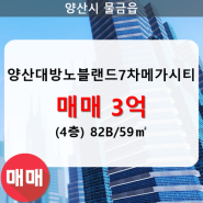 물금읍 양산대방노블랜드7차메가시티 아파트 709동 82B/59㎡ 매매(4/30층)