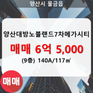 물금읍 양산대방노블랜드7차메가시티 아파트 703동 140A/117㎡ 매매(9/29층)