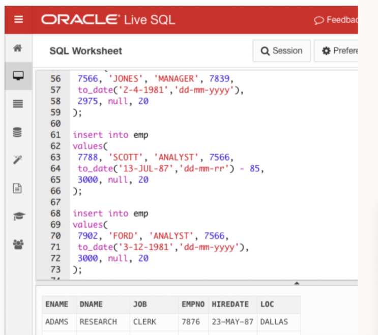 [SQL] 쿼리 학습을 위해 오라클 라이브 SQL(ORACLE LIVE SQL)을 활용해 보세요. : 네이버 블로그