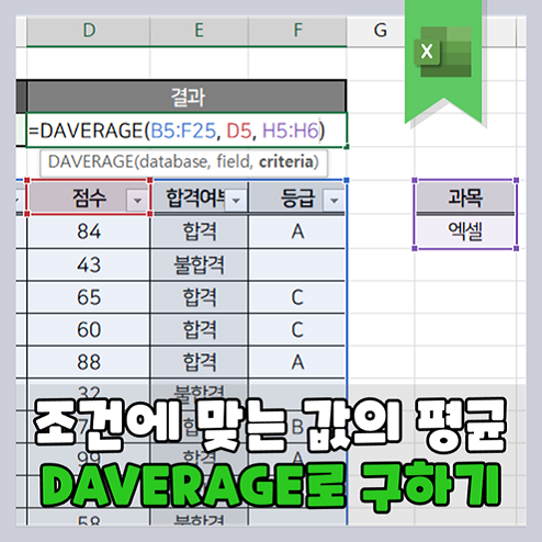 엑셀 DAVERAGE 함수로 조건에 맞는 값의 평균 구하기 : 네이버 블로그