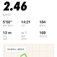 대구 런닝 장소 추천:::칠곡 태전동 보건대 인근, [런닝코스] / 24.07.11 2.46km구간