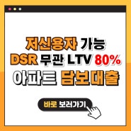 아파트 주택담보대출 세종, 천안 DSR무관, LTV80% 조회