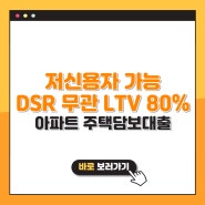 아파트 주택담보대출 서울 DSR무관, 무직자 LTV 80%