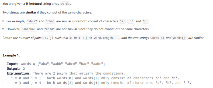 JAVA_LeetCode 2506_Count Pairs Of Similar Strings : 네이버 블로그