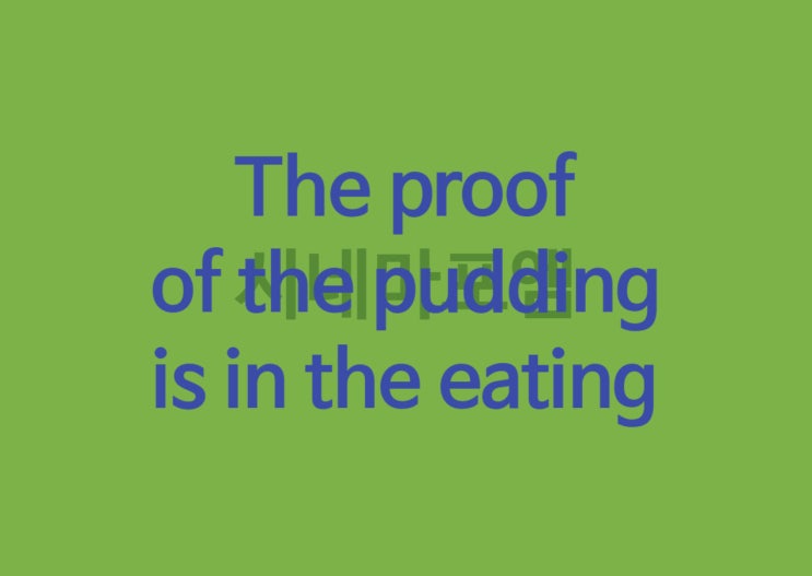 The proof of the pudding is in the eating, 백문이 불여일견 : 네이버 블로그