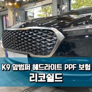 K9, 앞범퍼 좌측 헤드라이트 PPF 보험시공 '중랑구 PPF'