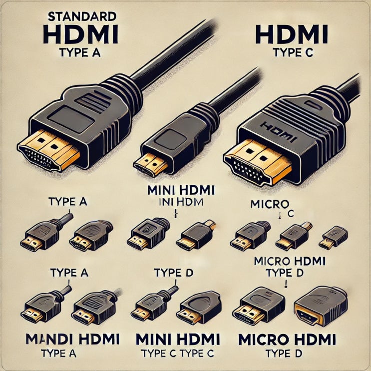 HDMI 케이블 종류 USB to HDMI 2.0 2.1 C 타입 마이크로 미니 총정리. : 네이버 블로그